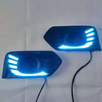 1 compl. LED DRL Dnevna Svjetla Za Maglu Prednji Poklopac Žarulje sa Žutim поворотником Za Honda City 2017 2018 2019