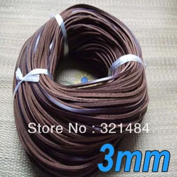 100meter 3mm Brown Color Real Guniune Leather Flat For Cord DIY Ogrlica Narukvica Nakit Accessoreis
