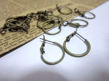 200pcs 16mm circle Antique Bronze French Hoop Earwire Earring Hook Wires Jewelry Findings Accessories For Making Bead