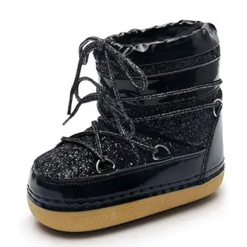 2021 Zimske Zimske cipele za djevojčice Od umjetne kože, modni vodootporan dječje cipele sa šljokicama, Dječje škola cipele za Roditelje i djecu, pliš gumene Čizme