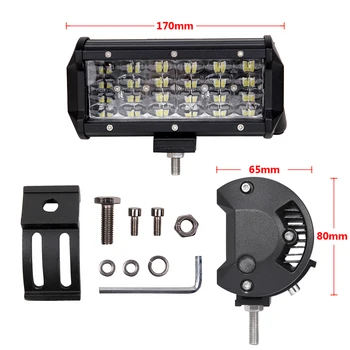 2Pieces Quad Rows 7-inčni Led Bar Work light 72W 7200lm 6000K with the Wire Upregnite for off-road Driving Cars 4x4 excavator motor 12V
