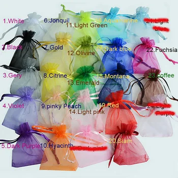 300pcs/bag Organza Bags 20*30cm Selection 21 Colors ,Gift Bags & Pouches