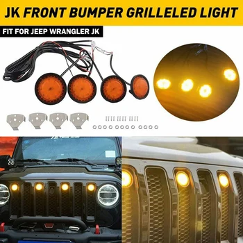 4KOM Prednja Rešetka Amber Rešetka Svjetla Žuta Svjetla svjetla za Jeep Wrangler JK 2007-2017