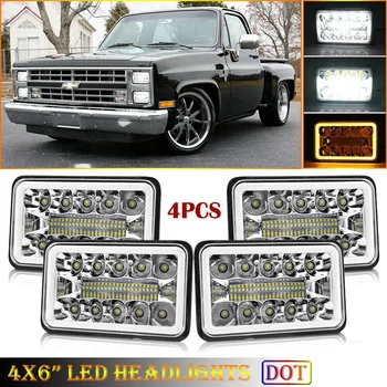 4Pcs 4Inch X 6Inch Led Drl Light Bulb Crystal Clear Sealed Beam Head Light Lamp Headlight 6X4 Truck