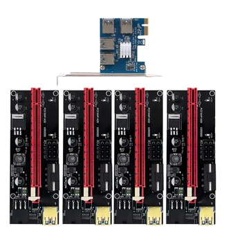 4Pcs PCI-E Express 1X to 16X Riser 009S Card Adapter PCIE 1 to 4 Slot Port Multiplikator Card for BTC Bitcoin Miner Mining