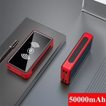 50000mAh Solar Power Bank Qi Wireless Charger for iPhone 12 11 Samsung S21 Xiaomi Poverbank 10W Wireless Fast Charging Powerbank