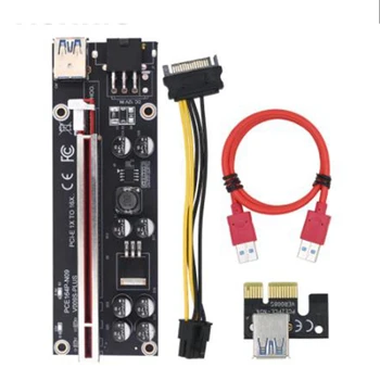 AU42 -6Pack VER009S Plus PCI-E Riser Card kartice PCI Express 1X to 16X Adapter i Kabel za USB 3.0, SATA to 6Pin Kabel za Napajanje za Майнинга