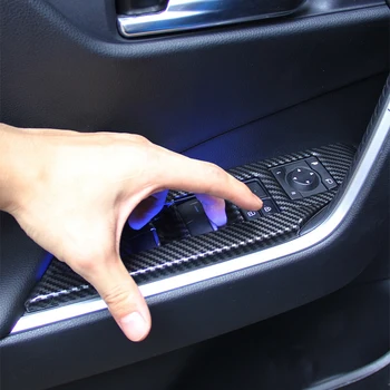 Automobil Karbonskih Vlakana Prozor Staklo Dizalo Dugme Trim Prekidač Poklopac Ukras LED Atmosfera Svjetlo za Toyota RAV4 2020 2021