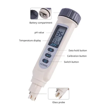 AZ8686 Vodootporan Laboratorijski PH metar Prijenosni PH Pen Tester Kvalitete Vode Monitor Akvarij Industrijski Visoke točnosti 0,05