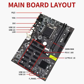 B250 BTC Matična ploča s G3930/G3900 Procesor+8 g DDR4 memorija+6 do 8Pin Snaga Kabel 12 PCIE Utor LGA1151 DDR4 SATA3.0 USB3.0