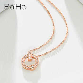 BAIHE Solid 18K Rose Gold H/SI 0.19 ct Natural Diamonds Wedding Gift Zaruke Women Trendy Fine Jewelry poklon Dijamant Ogrlice
