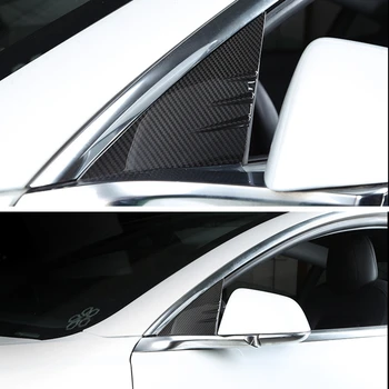 Car Carbon Fiber a Pillar Window Triple-cornered Ukrasni Poklopac za Model Tesla 3 2017-2020