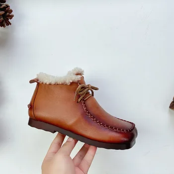 Careaymade- Prirodna koža kratke čizme,Zima je novi prvi sloj bičevati cipele niske bure okrugla glava sprijeda čipke Martin cipele
