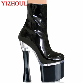 Crno svjetlo PU baotou torba, 18 cm ultra visoke štikle sa seksi noge show cipele, model automobila ženska Dance Cipele
