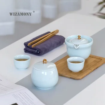 Da run yao Life Such as Tea a Pot Two Cup Celadon Portable Tea Set Activity Poklon Customization Logo