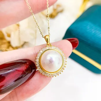 DIY Pearl Circle Design Charm Pendant Fittings for 12-13mm Pendant Settings Making Jewelry