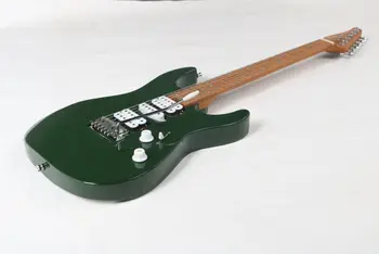Električna gitara Ručne ST-style H-S-H Pickup Green FR Bridge Dot Inlaid Solid Basswood Body Green Guitar