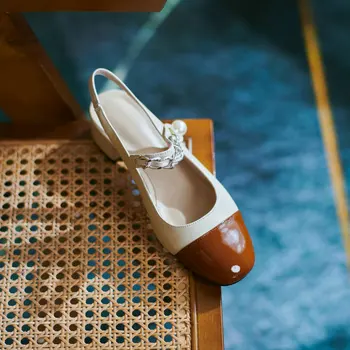 ESVEVA / 2021 g.; Šareni Modni ženske cipele od prave kože; Metalni sandale na trgu petama; Ljetne Ženske cipele-brod s remenom; Dimenzije 34-39