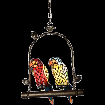 Europska klasicni boji papagaj luster dnevni boravak blagovaonica Mediteranski koridor LED stakleni Luster ptica