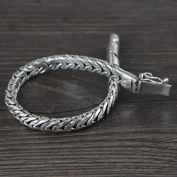 FNJ Tkati Rope Bracelet 925 Sterling Silver Vintage Original Pure S925 Silver Bracelets for Men Fine Jewelry 7mm 20cm