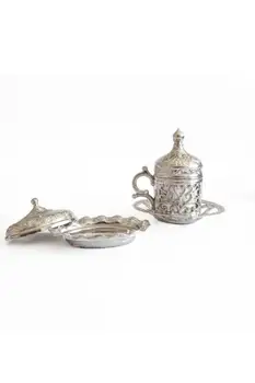 Gümüş Colorful Ottoman Motiv Sarmaşık Patterned 6'lı Coffee Set 2
