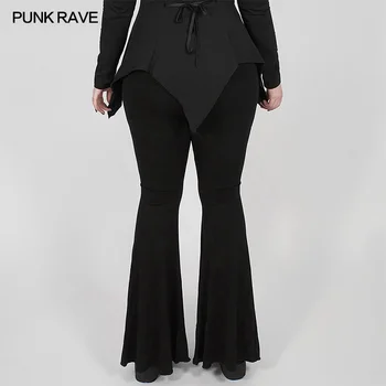 Hlače s prosječnom struka Proljeće/Jesen PUNK RAVE Plus Size Žene Tamne gotički Dnevne Pletene Elastične hlače Spaljene Party Club