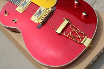 Izrađen po mjeri gitara u prahu aluminijskog praha metala 6 linija crvena, zlatna фиксировало звукосниматели mosta HH,инкрустацию bisera,vratu tijelo od mahagonija