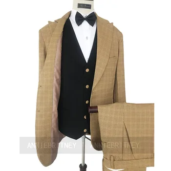 (Jakna+Hlače+Prsluk) Moda Pokrivač Muška Odjeća 3 Kom Mladoženja Tuxedos Za Vjenčanje Formalno Odijelo Za Maturalnu Večer Blazer Na Red