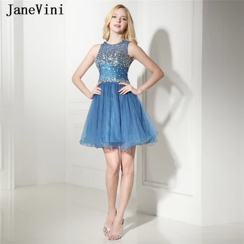 JaneVini 2019 Elegantne, Kratke Haljine za Maturalne za Djevojčice Trapeznog Oblika Bez Rukava S Perlicama Ženske haljine od Organza za Prom Haljina