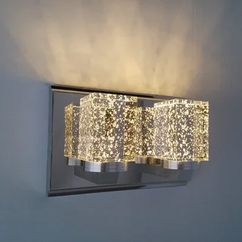 Jednostavan moderan led kristalnu zidne lampe spavaća soba noćni zidne lampe koridor lampa dvostruka glava dnevni boravak zidne lampe