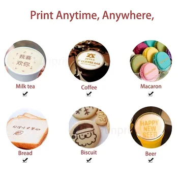 Kava Ispis Mini Prijenosni Pisač Printpen DIY Hrana Tiskanje Priručnika Mali Jestiva Hrana Pisač U Kruhu Za Android/IOS
