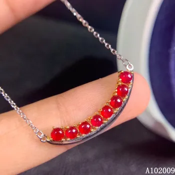 KJJEAXCMY fine jewelry Srebra 925 umetnut prirodni rubin elegantan djevojka novi Lanac i Privjesak Ogrlice podrška testovi
