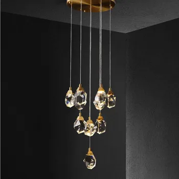 Kristalna moderan luster led stair Nordic light interior decoration living room restaurant bar kitchen glossy lamp