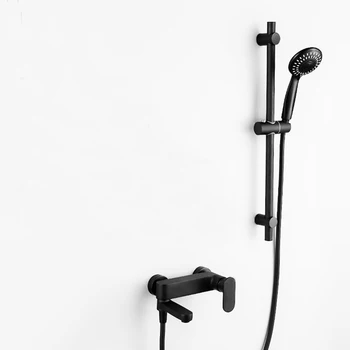 Kupaonica crna slavina za sudoper zidna mješalica za vodu s jednim otvorom tuš kupaonica set Slavina slavina brass wall mount dizalica Slide Bar BF555
