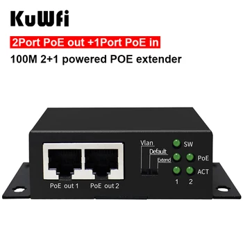 KuWFi 3 Porta 10/100 Mbit/s Industrijski PD PoE Switch Media Konverter sa Vlan Zadani Produžiti DIP Način IEEE802.3af / at. Dilatator Poe