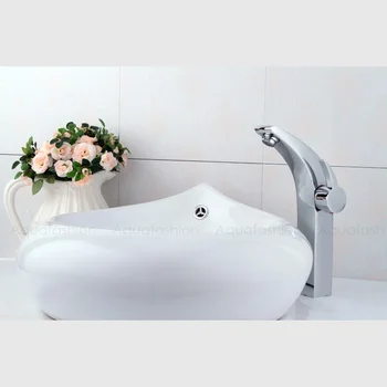 Kućni Ukras Moon-shape Bathroom Faucet Chrome Bathroom Sink Faucet Brass Rezervoara Sink Tap