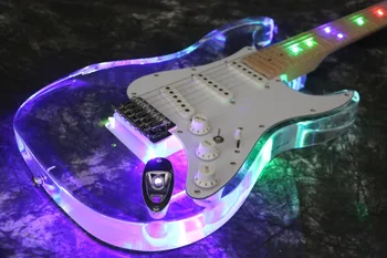 Led Svjetlo električna gitara T-ED101 fr Most H-S-H Звукосниматели Akril Telo Crystal Gitara Šarene LED Gitare Besplatna Dostava