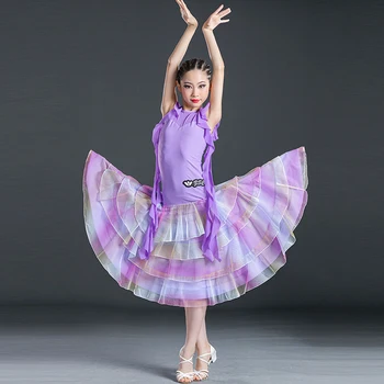 Ljubičasta Natječaj Plesa Haljina Djevojke Standardni Plesačica Odjeću Valcer je Ples Odjeća Tango Ples Scenski Kostim VDB4533