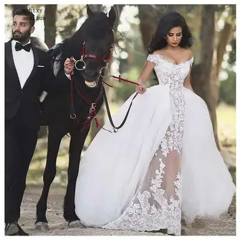 Luksuzni Afričke Seksi Svadba Haljina Sirena Primjena Prijenosni Kabel Klasične Vjenčanice 2020 Elegantan Neformalni Djeveruša Haljina