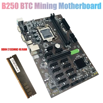 Matična ploča B250 BTC Mining sa DDR4 4GB 2133MHz RAM LGA 1151 12XGraphics Utor za kartice DDR4 USB3.0 SATA3.0 za BTC Miner