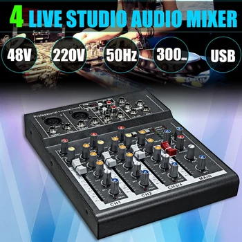 Mini Prijenosni Audio Mikser s USB DJ Sound Miješanje Konzole MP3 Jack Channel 4 Karaoke 48V Pojačalo za Karaoke(EZ Plug)