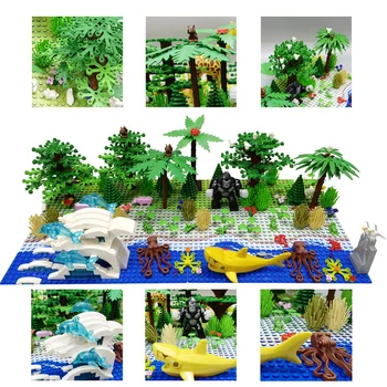 MOC Džungla Divlje Životinje Gradivni Blokovi Kompatibilan Grad Šumu Stabala Kuća od Cigle Osnovna Ploča Djeca Montessori Igračka stariji od 6 godina