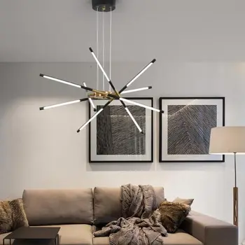 Moderna Crna Visi Svjetiljka Led Designer Hanglamp Lights for Living Room Dining Room Potkrovlje Suspension Luminaire Rasvjete Lighting