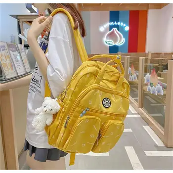 Modni Platna školski ruksak Za djevojčice, ruksak Srednje škole, Studentski Ruksak s više džepova, Ženski Žuta Knjiga torbu 2021