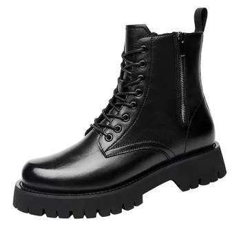 Muška moda faza noćni klub haljina moto čizme crna plima cipele na platformu kauboj čizme od prave kože lijep visok botas