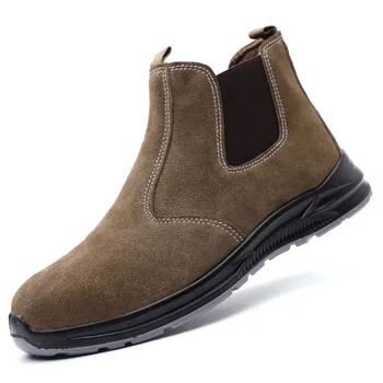Muška moda čelik čarapa kape radne zaštitne cipele mekana koža ugriz sigurnosne cipele rad chelsea boots siguran botas hombre