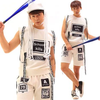 Muški pjevač i DJ-Quan Zhilong GD istog odlomka Bijela hip-hop abeceda tkanina krpa remen prsluk odijelo muško odijelo