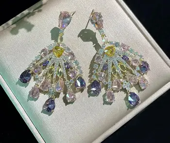 Najtoplijeg stilova надувательства 925 sterling silver needle boja cirkon crystal sektor Naušnice pribor naušnice fin nakit