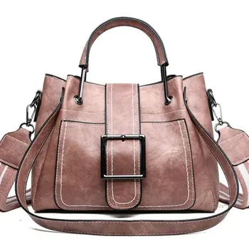 Naš dućan hot stil ženska torba 2021 novo ulje koža željezo debeli konac bucket bag jedno rame criss-cross torba S7