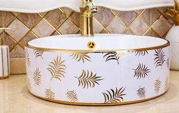 Nordijsko kupaonicu novi galvanske zlatni cvijet keramičke umjetnosti bazen cijele nad counter bazenom 460*460*150mmsize